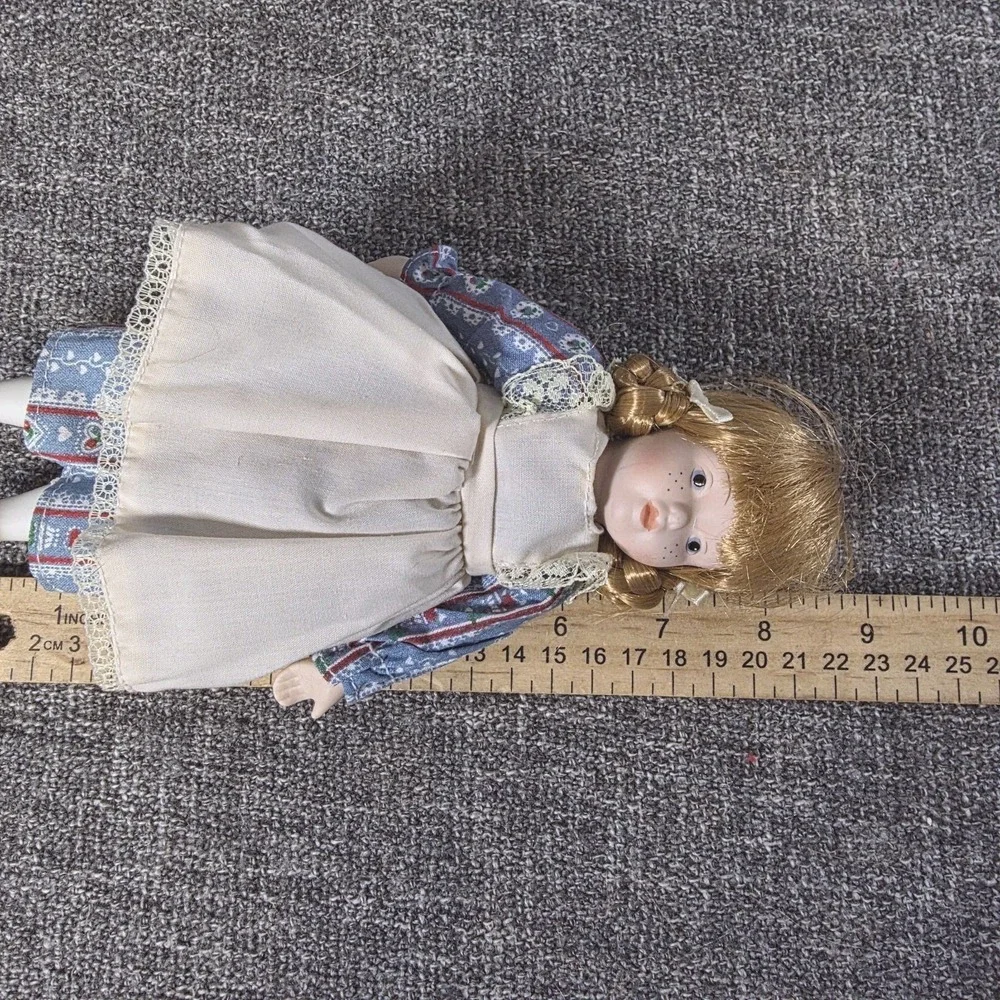 Vintage Pioneer Prairie Bisque Porcelain Doll Christmas Ornament Made in Taiwan